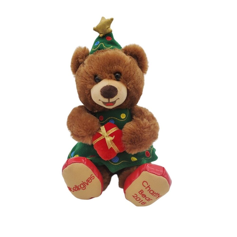 Rare  Hard to Find Colletable Belk Gives 2016 Charity Bear Plush Toy Brown  Red‎